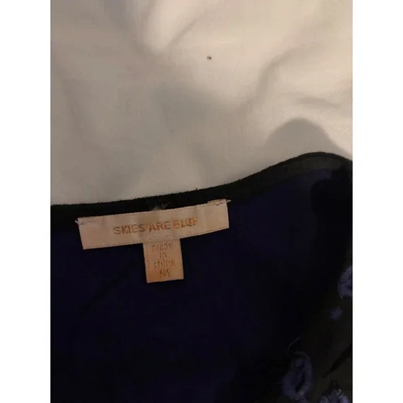 Skies Are Blue Black Navy Eyelet Embroidered Sleeveless Top Scalloped Hem M - Picture 5 of 7